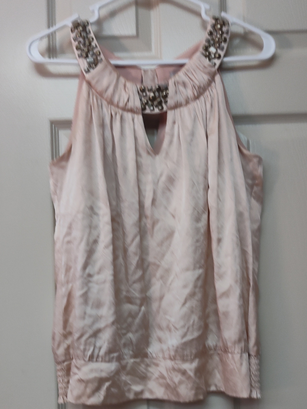 Cache Blush Pink Jeweled Halter Camisole